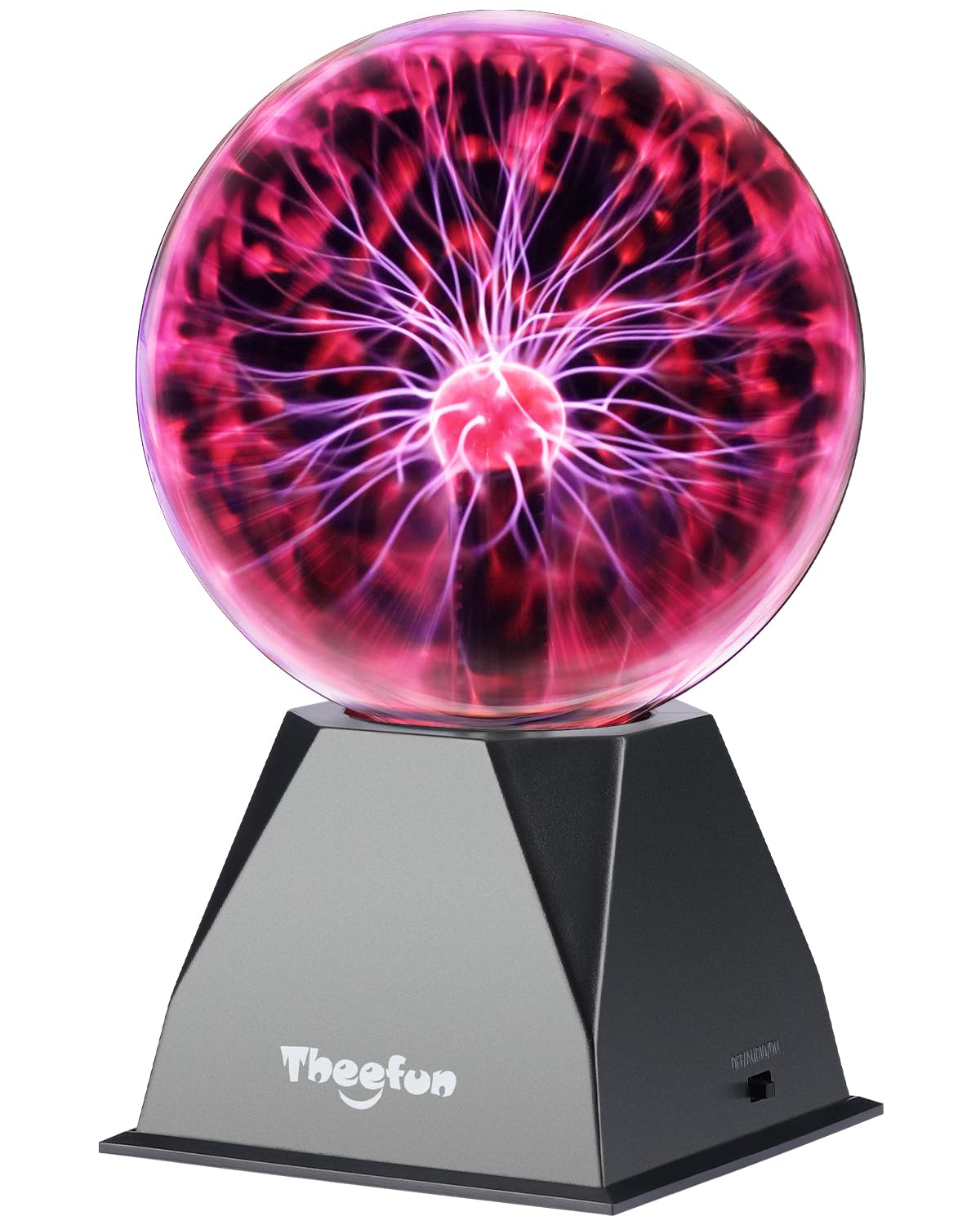 Theefun plasma ball 6-inch sphere glows with dynamic filaments for desktop display and interactive play.