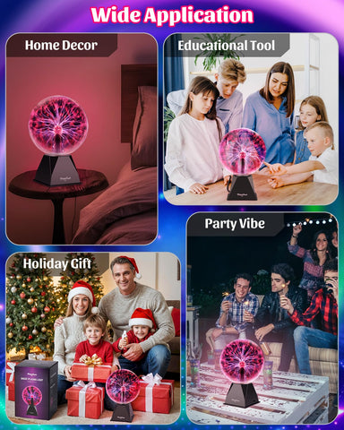 Theefun Plasma Ball 8-Inch safety-aware setup for safe viewing.