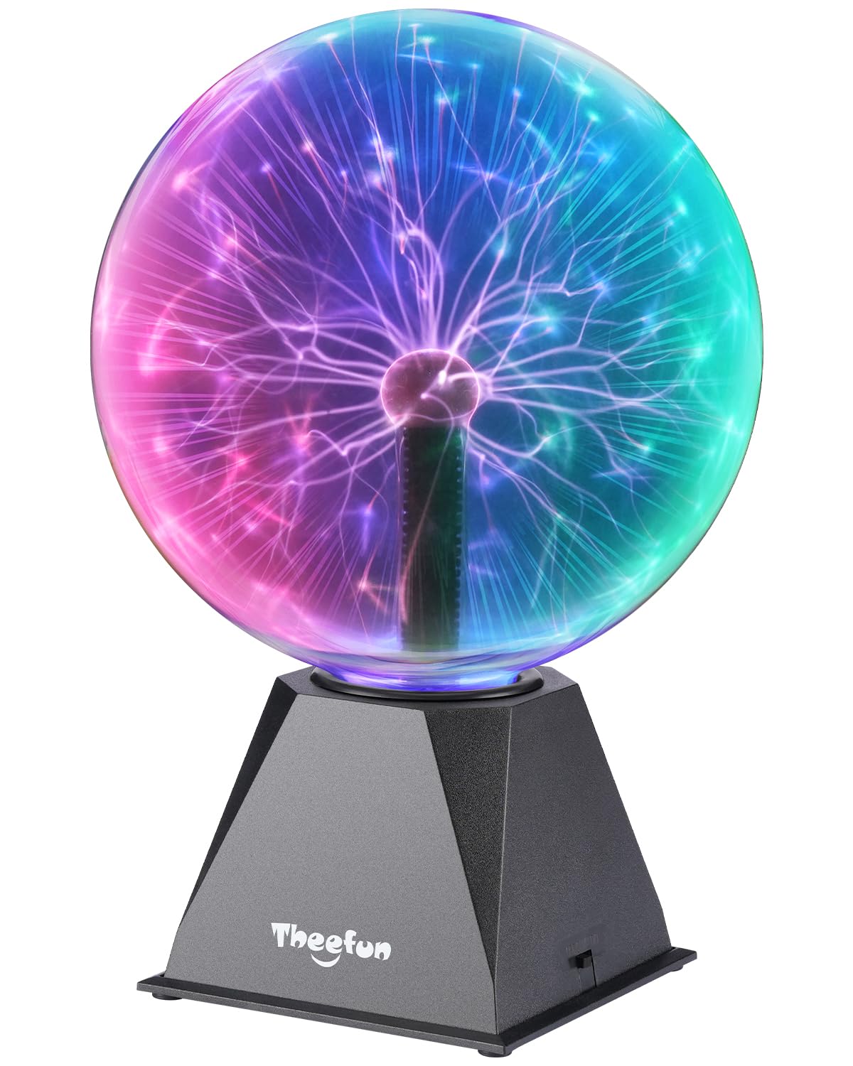 Theefun plasma ball 8inch globe glows with colorful filaments for engaging science-inspired decor.