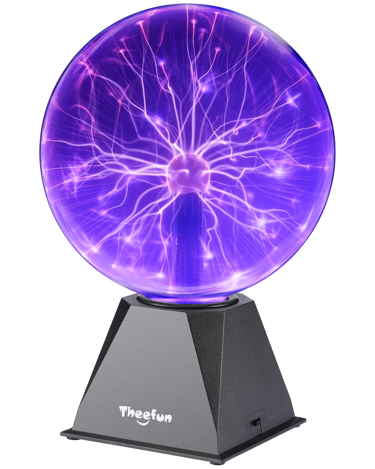 Theefun plasma ball 8-inch globe with colorful plasma filaments for a captivating science display