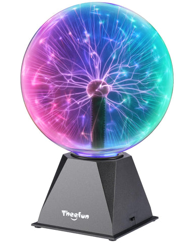Theefun plasma ball 8inch globe glows with colorful filaments for engaging science-inspired decor.