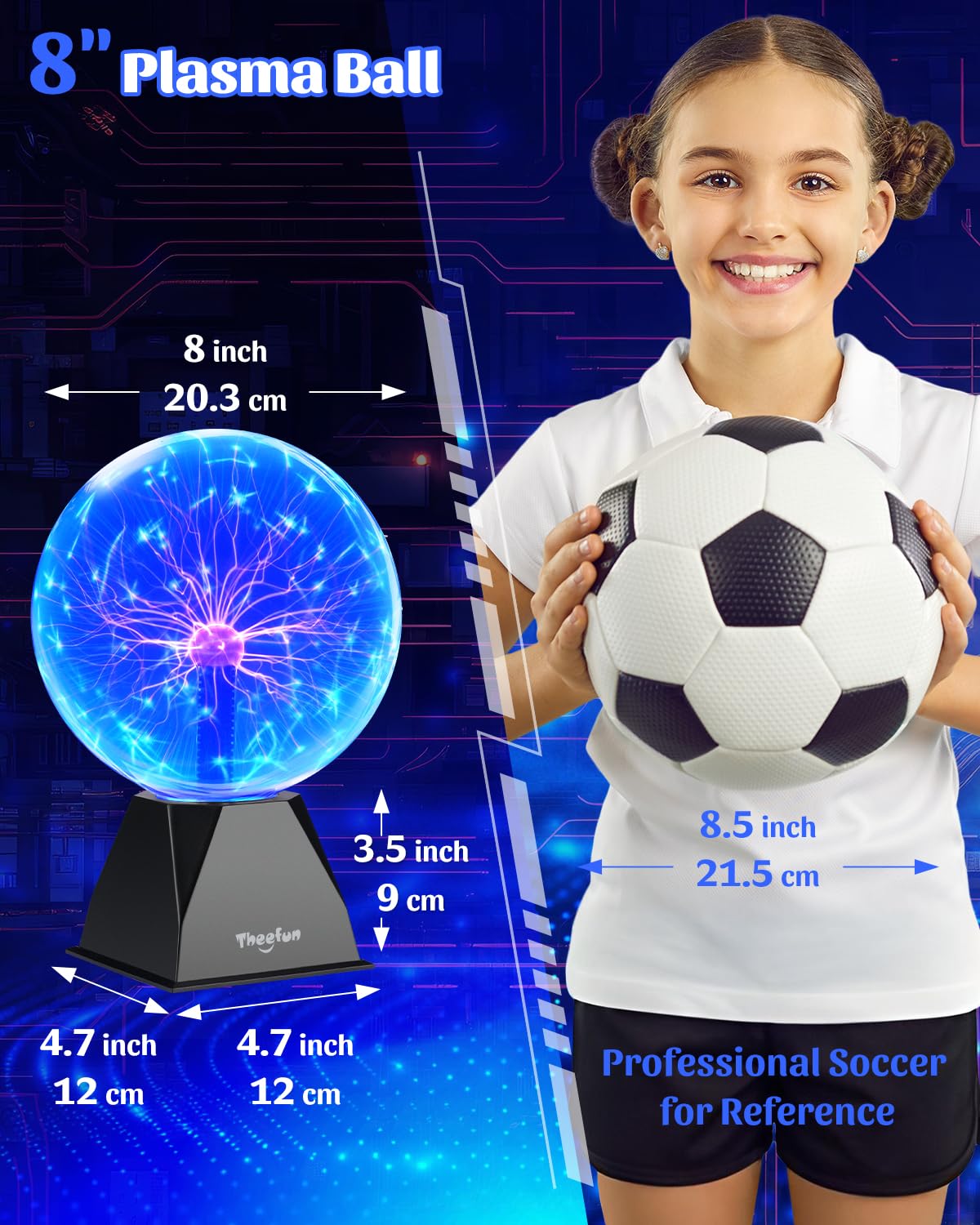 Theefun plasma ball base power setup simplifies plug-in operation.