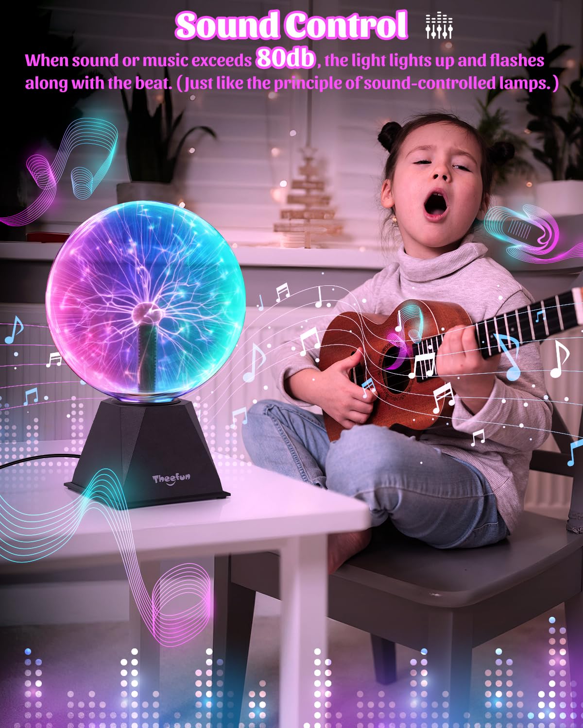 Theefun plasma ball chromatic filaments create a dynamic display that captivates guests.