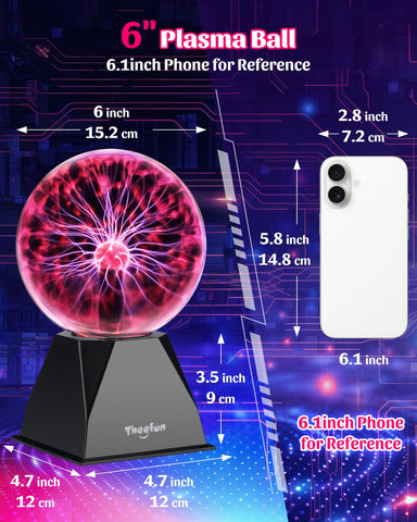 Theefun plasma ball colorful filaments dance inside the glass, creating a captivating science-inspired display.