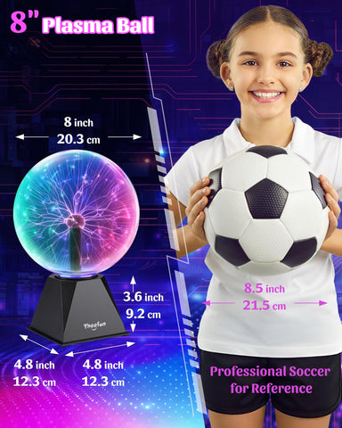 Theefun plasma ball operates with a 12V adapter for safe, eco-friendly display.