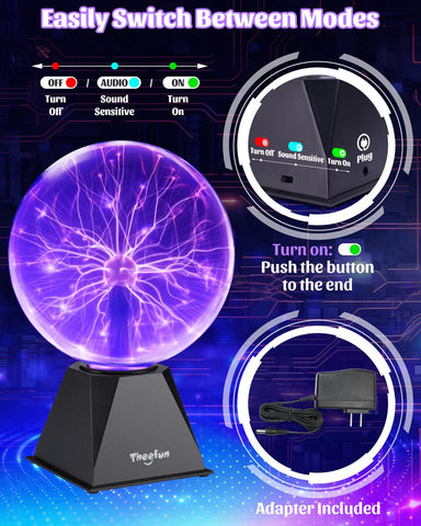 Theefun plasma ball party decoration with vibrant purple glow