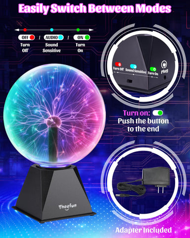 Theefun plasma ball lighting enhances parties, festivals, and cozy room decor.