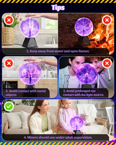 Theefun plasma ball safety and usage guidelines and setup notes