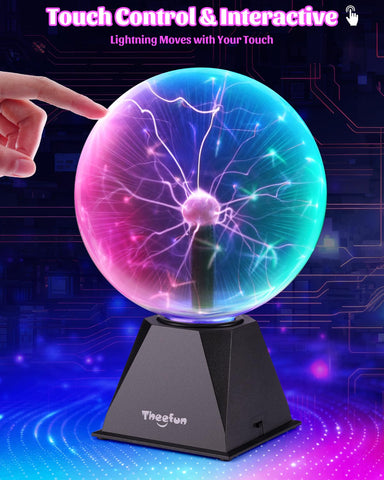 Theefun plasma ball touch interaction invites hands-on exploration and curiosity.
