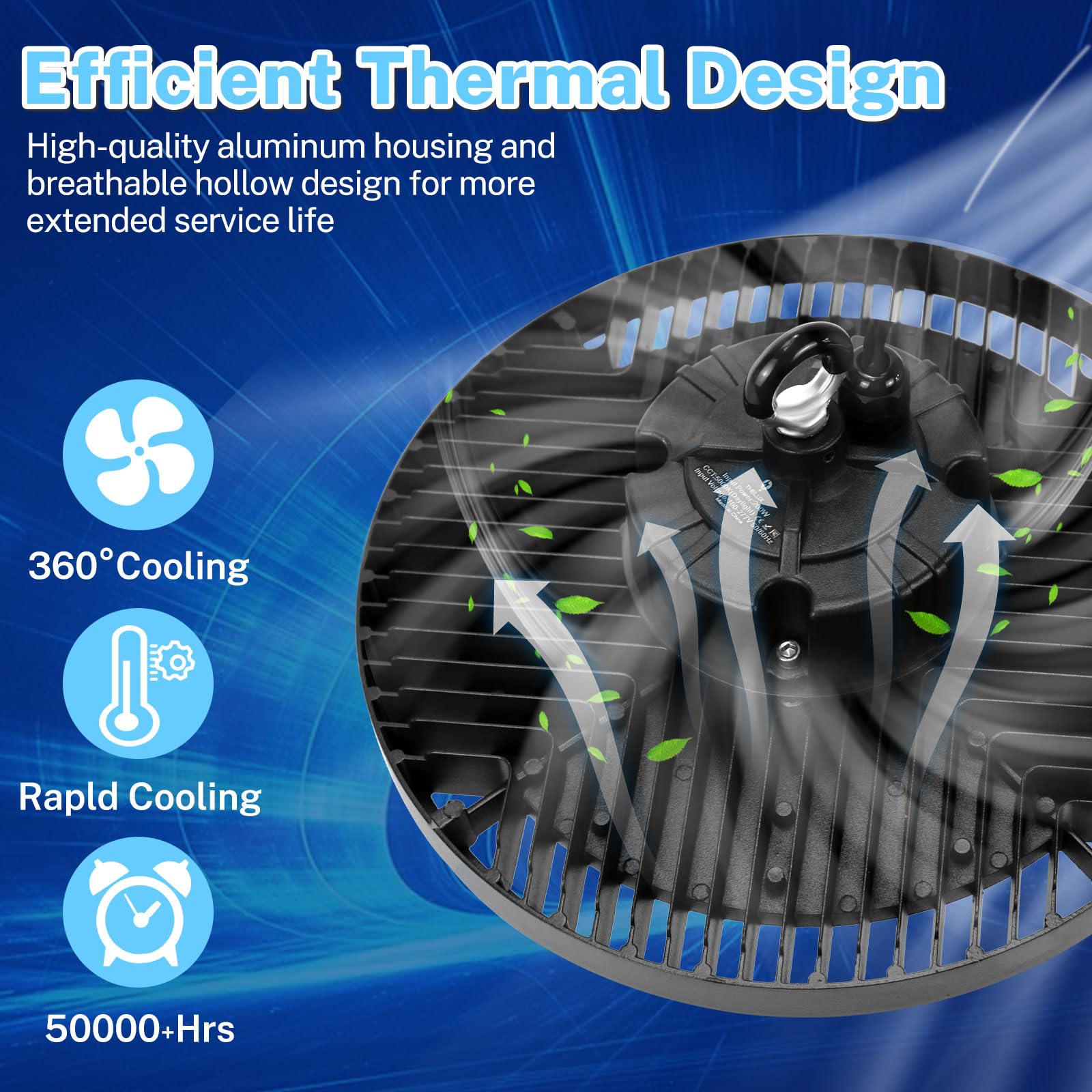 HEAT SINK of THELUX 200W high bay light demonstrates robust cooling