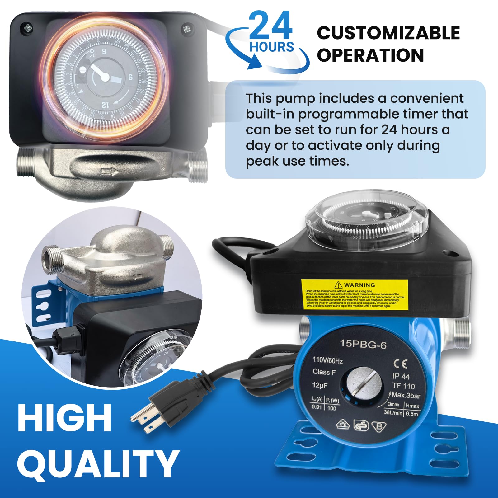 TheMiLiO four adapters secure standard piping connections.
