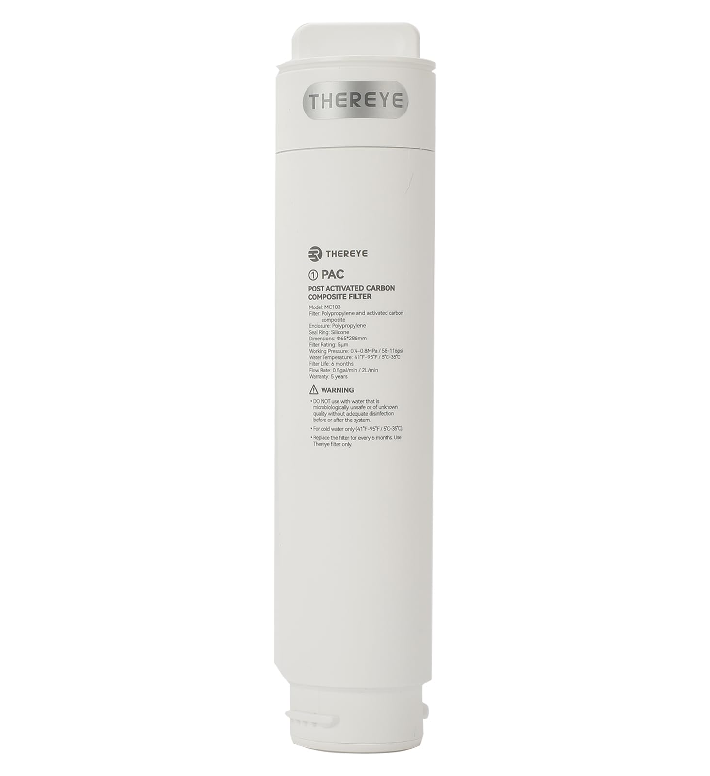Thereye post activated carbon filter close-up showing filtration efficiency for cleaner-tasting water.