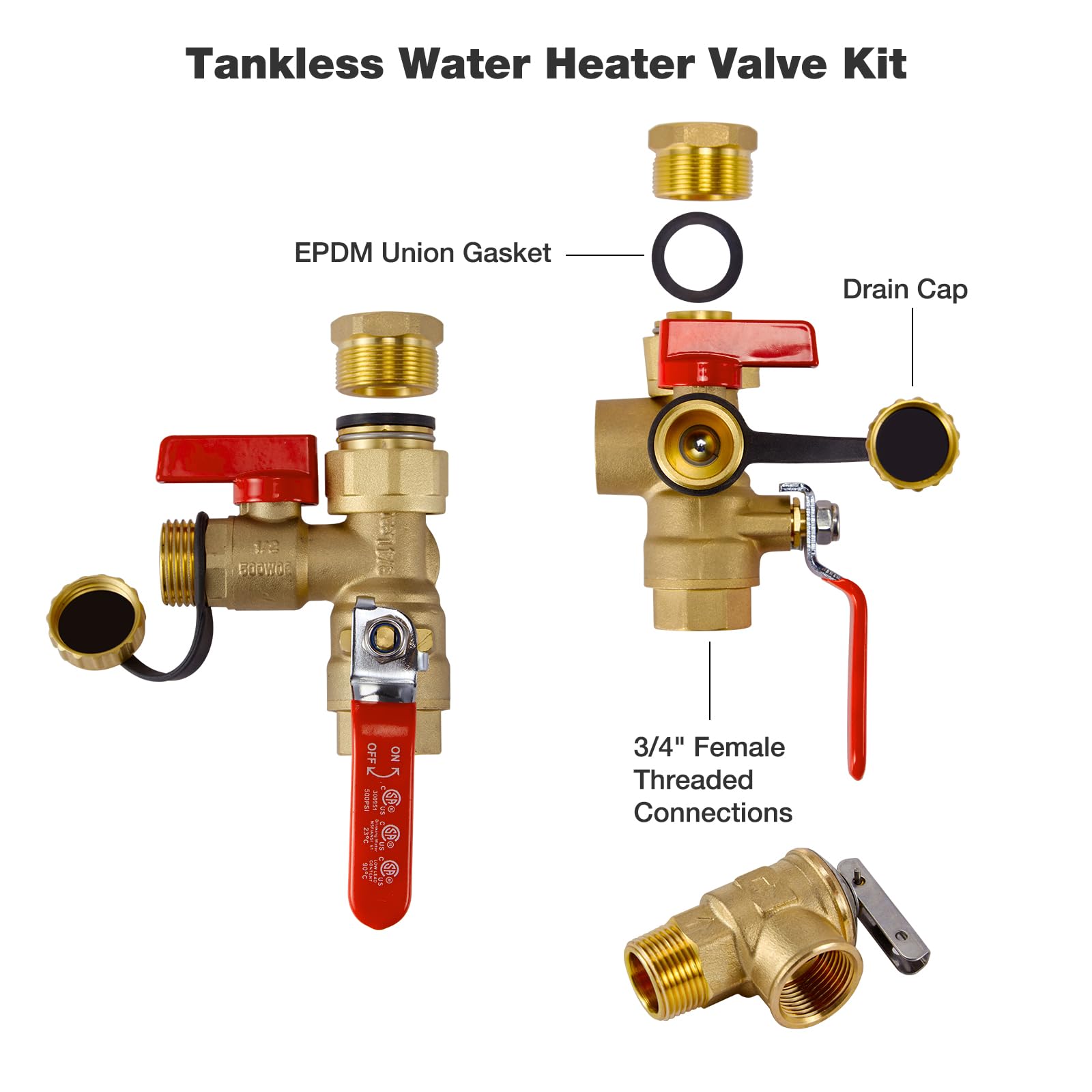 ThermoMate brass safety cap on the drain valve for secure maintenance