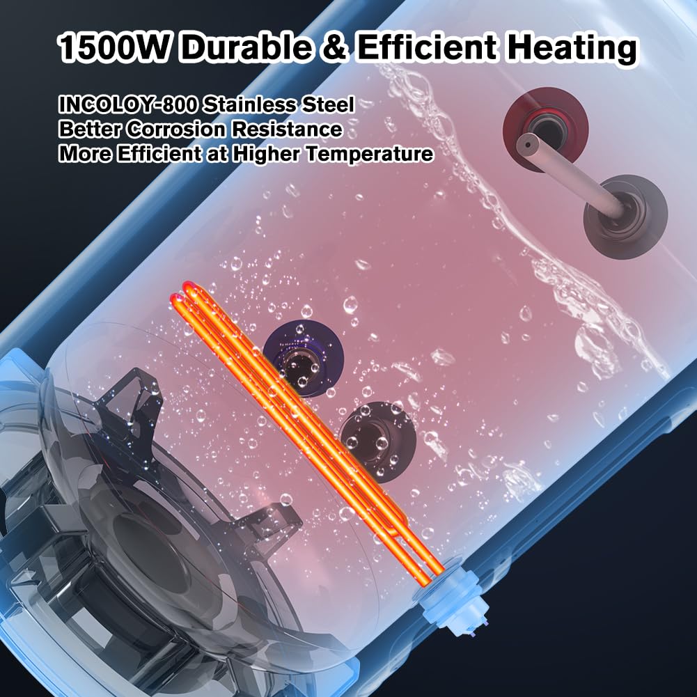 Thermomate ES1000 porcelain enamel tank resisting rust for longevity.