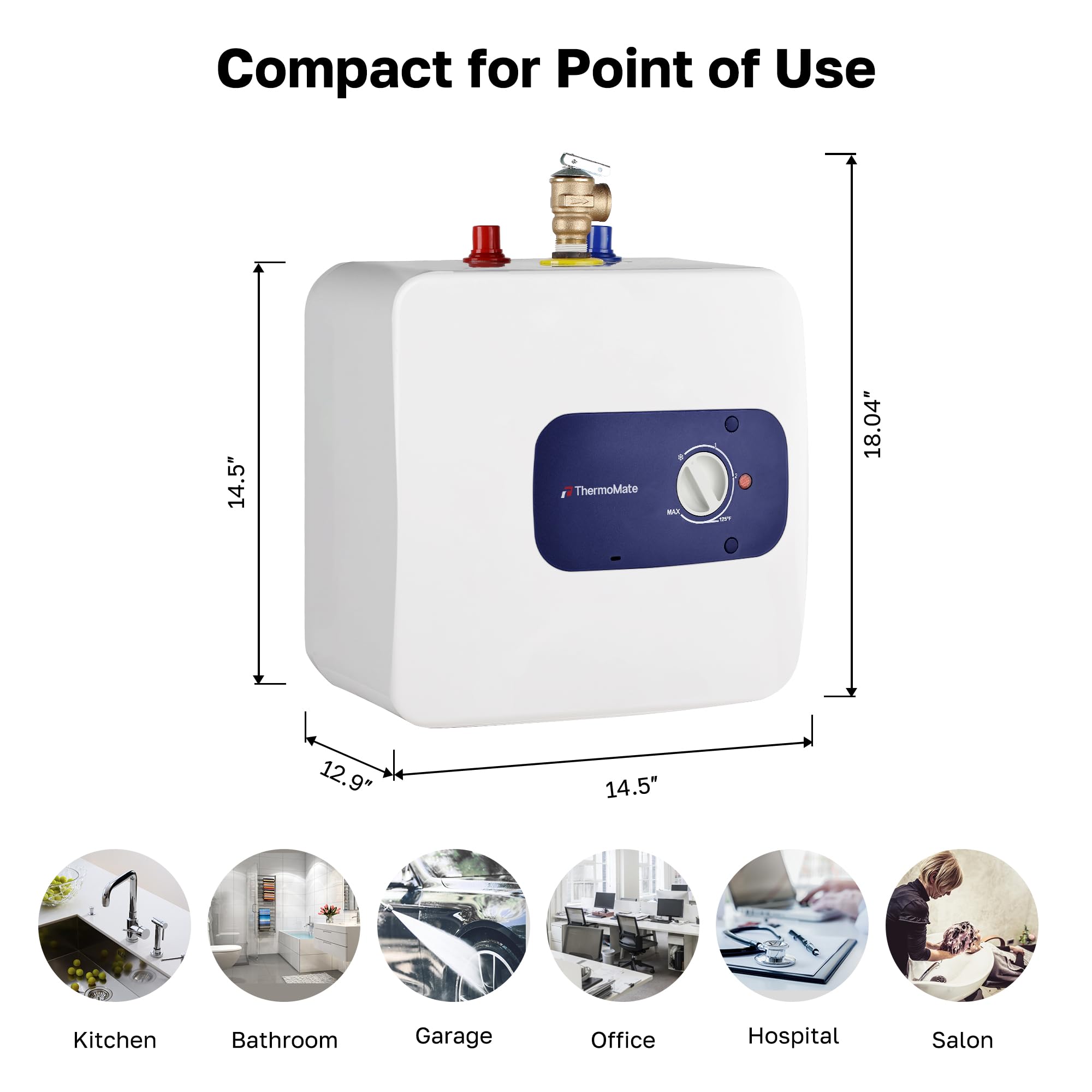 ThermoMate floor-mount setup demonstrates versatile placement under counters.
