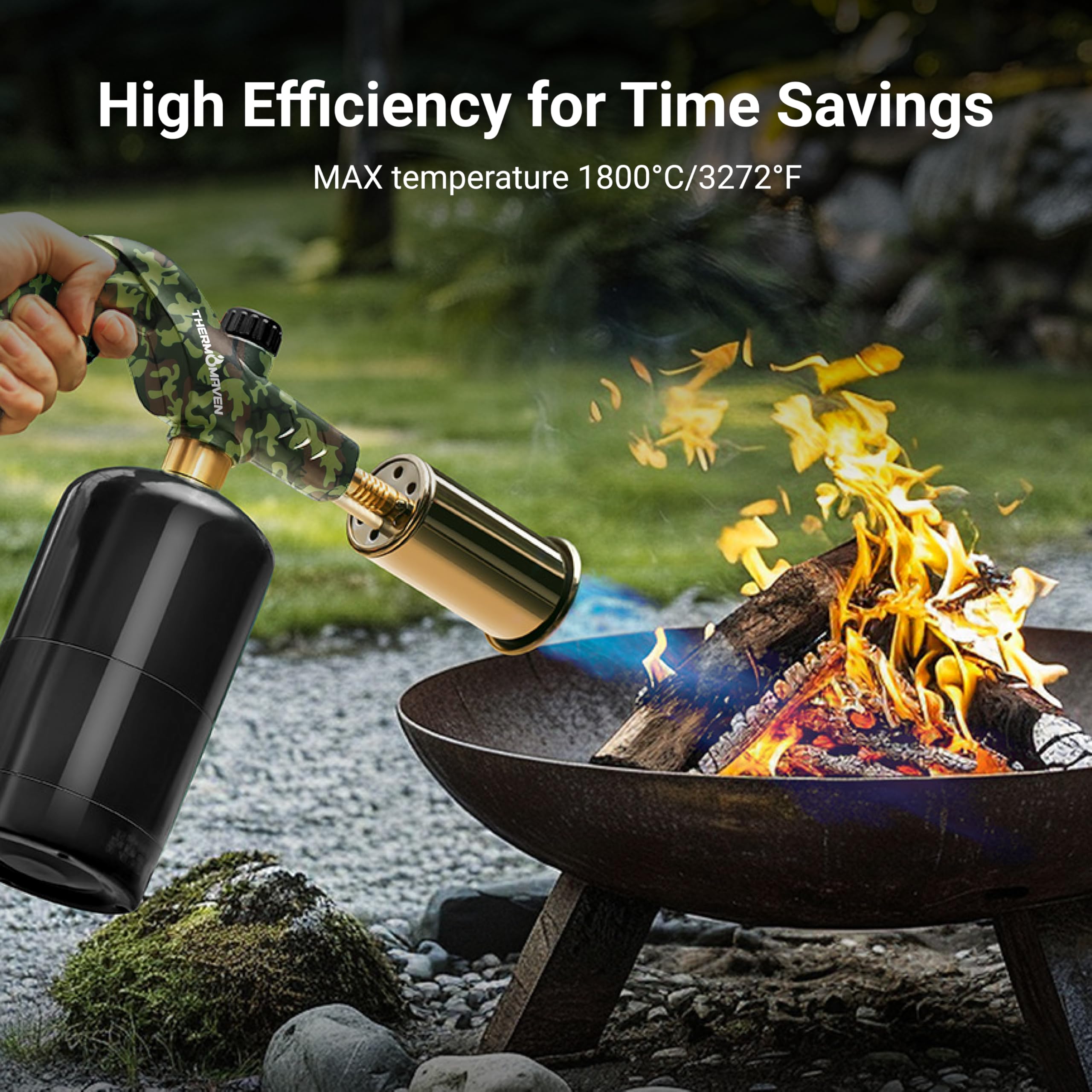 Burn-free guard on ThermoMaven torch enhances safety during use.
