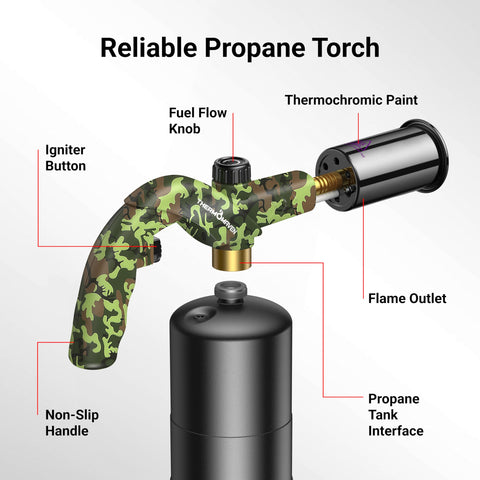 Portable ThermoMaven blow torch suitable for kitchen or outdoor use.