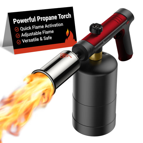 ThermoMaven propane torch with one-touch max fire for quick grilling.