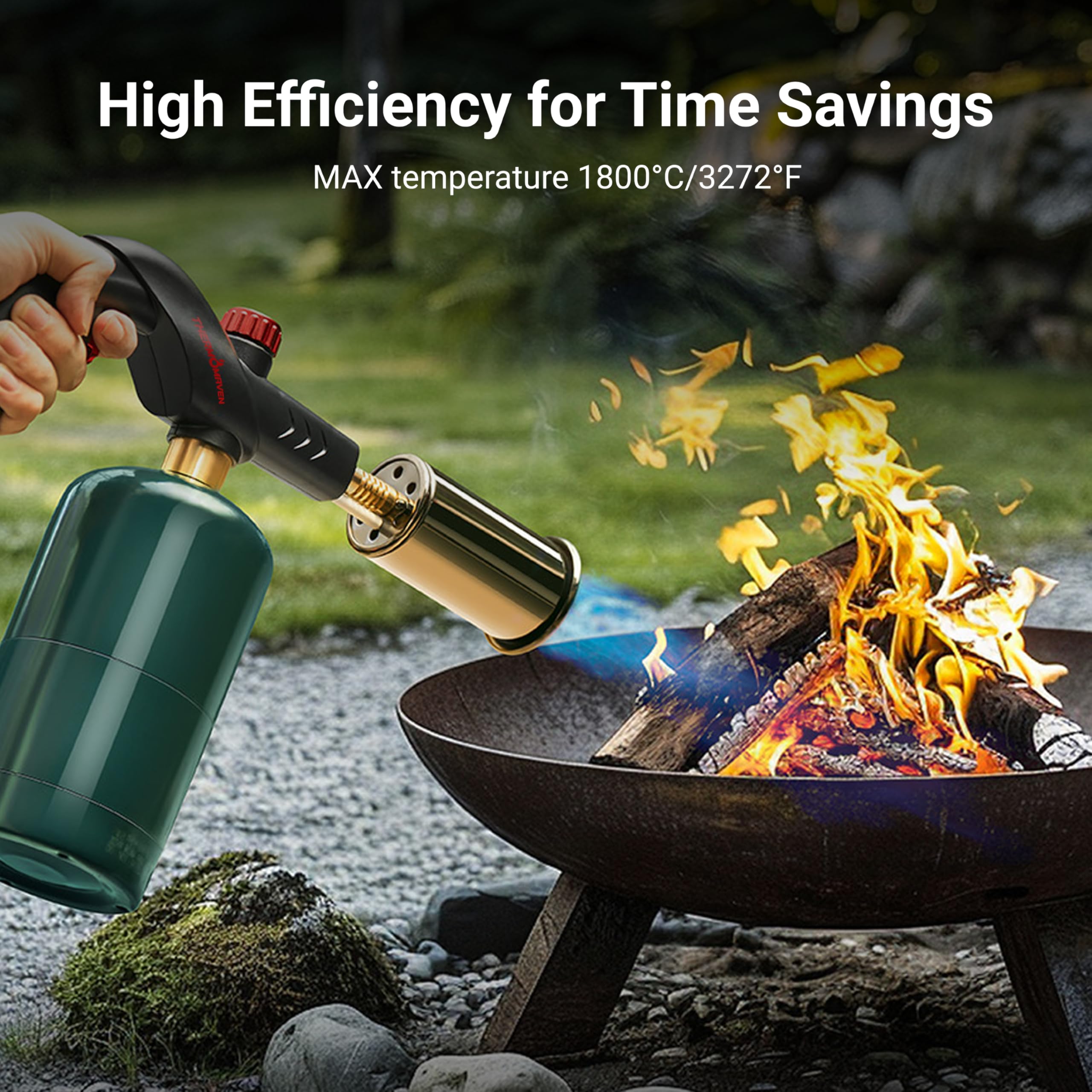 ThermoMaven propane torch safety guard keeps hands protected during high-heat tasks.