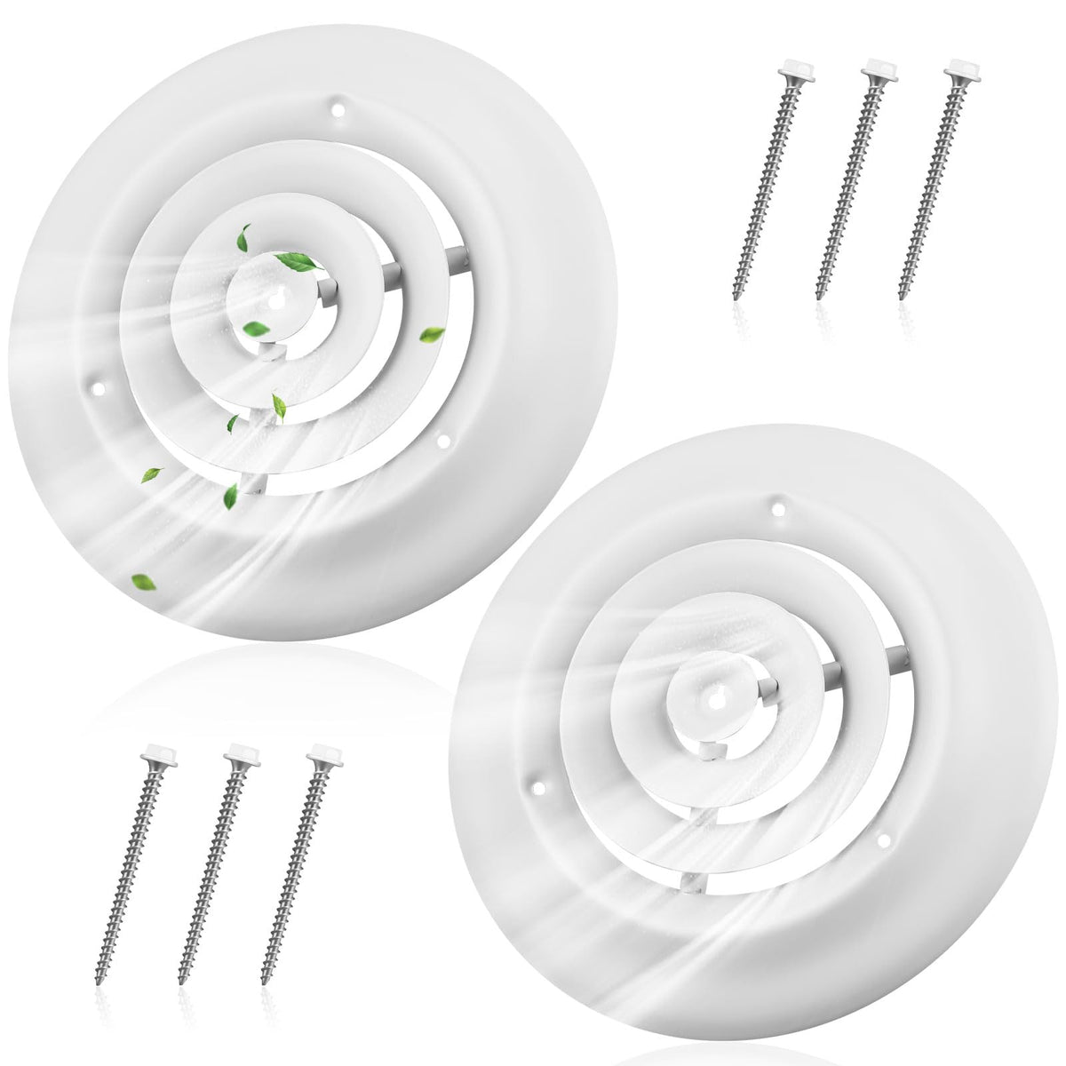 Therwen 2-piece 6-inch round vent cover package, ready for quick installation on standard ducts.