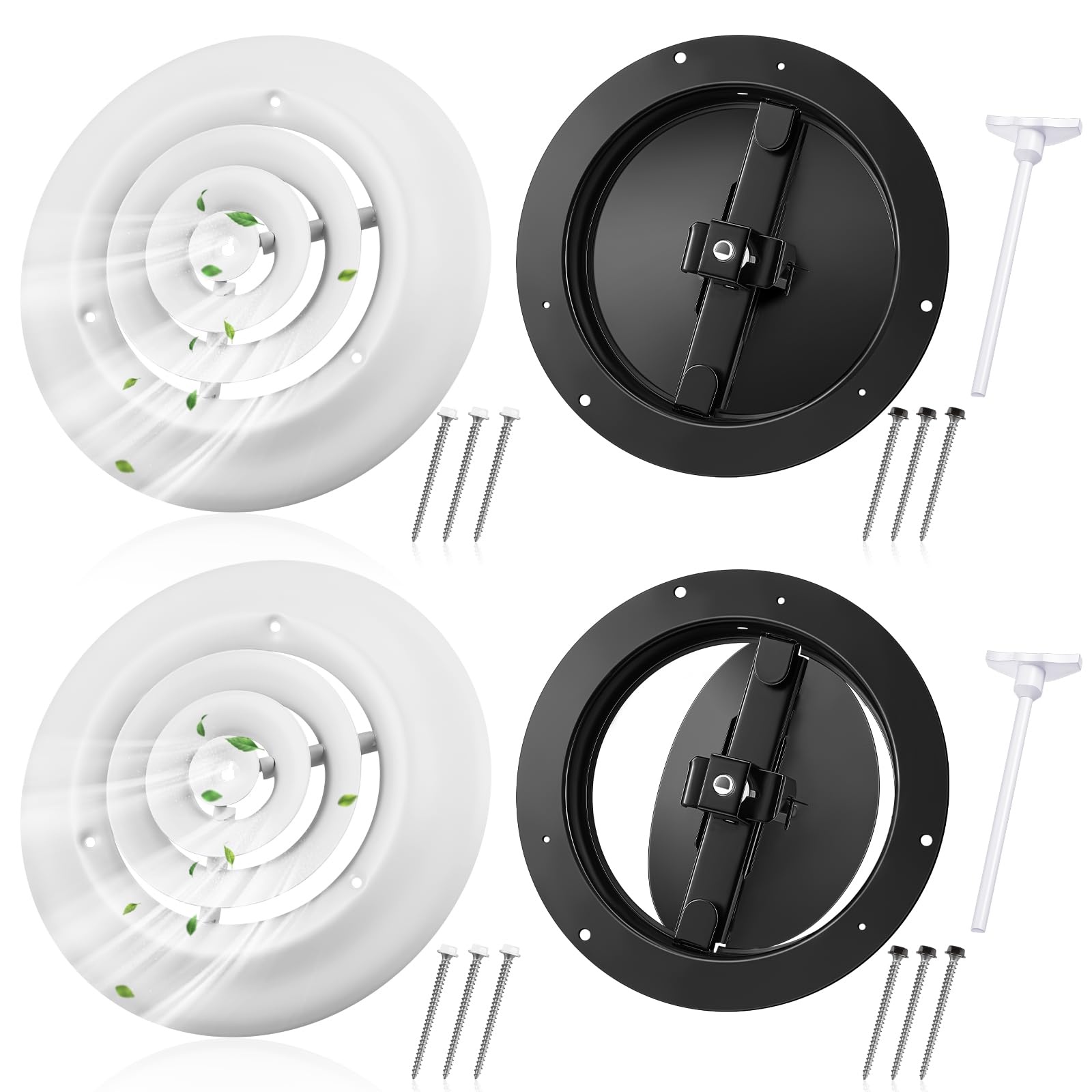 Therwen 6in round vent cover with concentric rings for even air distribution.