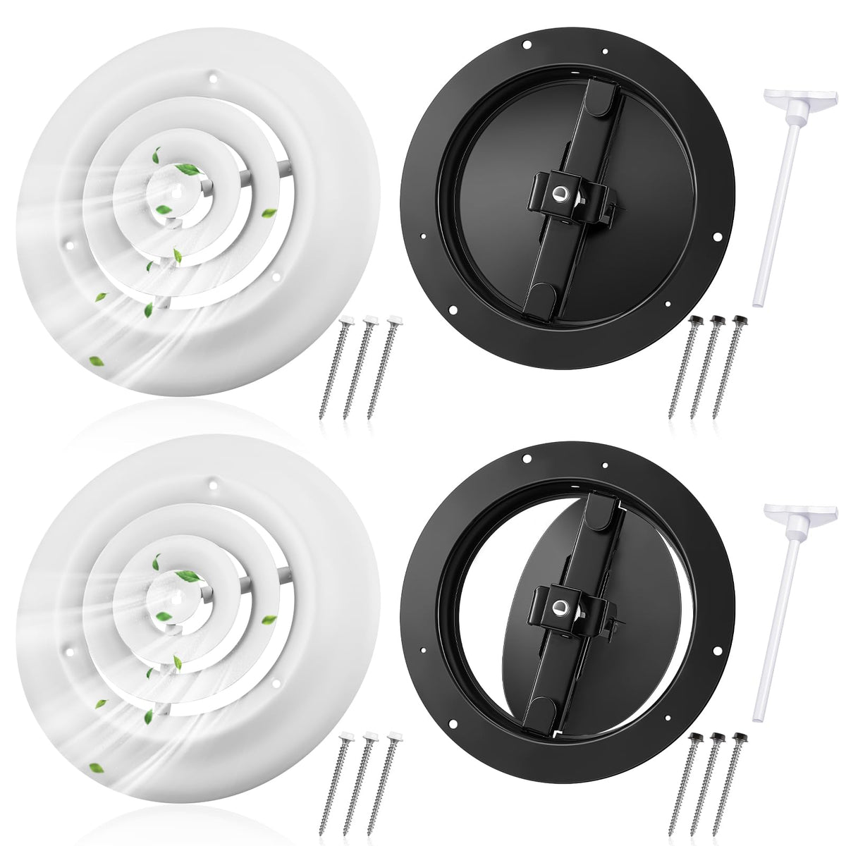 Therwen 6in round vent cover with concentric rings for even air distribution.