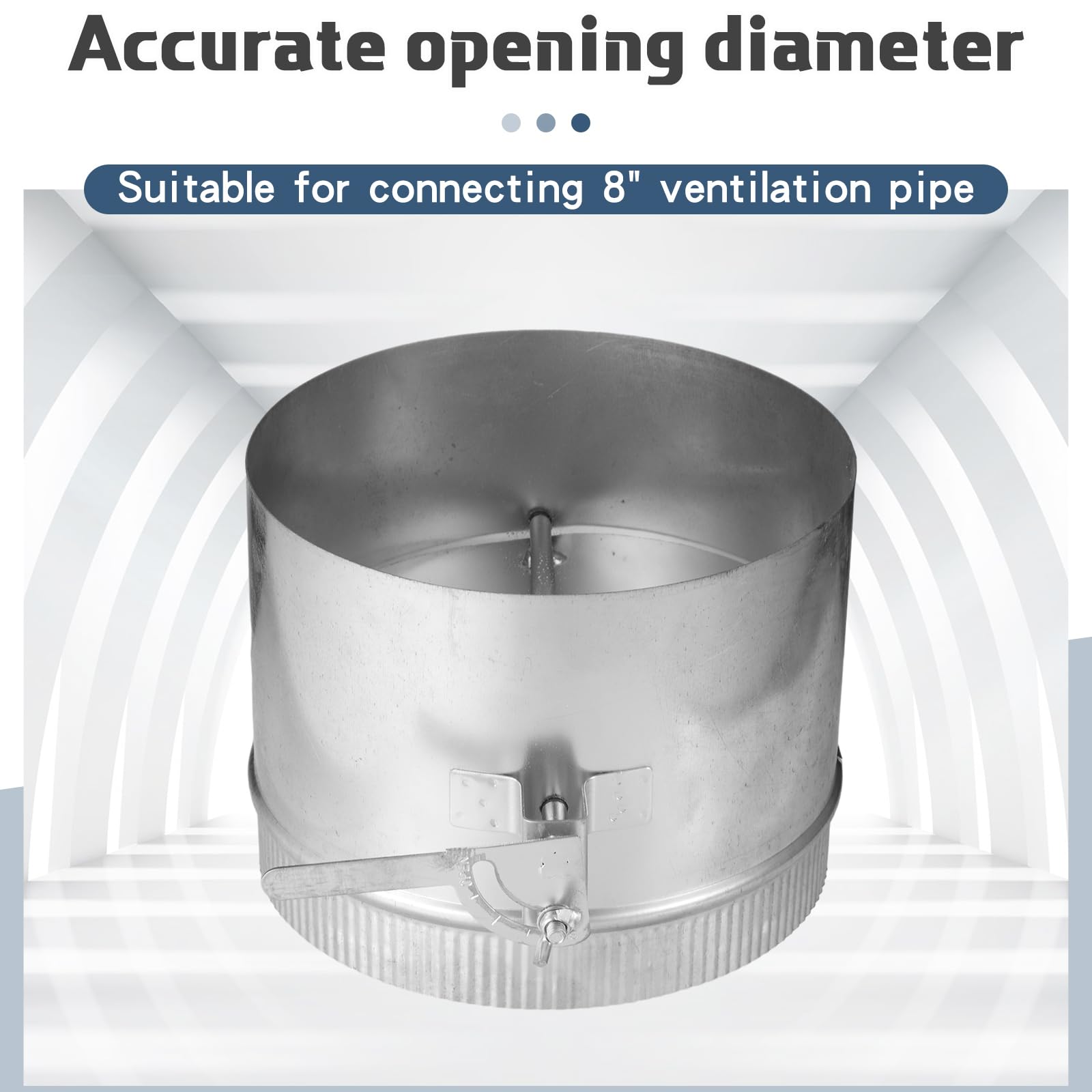 Therwen backdraft damper galvanized iron sleeve closeup for durable, moisture-resistant performance.