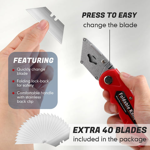 Therwen folding knife black closed with retractable blade for safer storage
