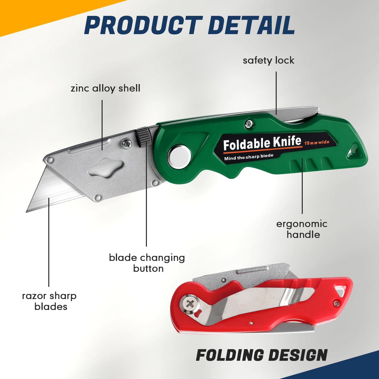 Therwen folding knife green closed handy for on-site cardboard and rope tasks
