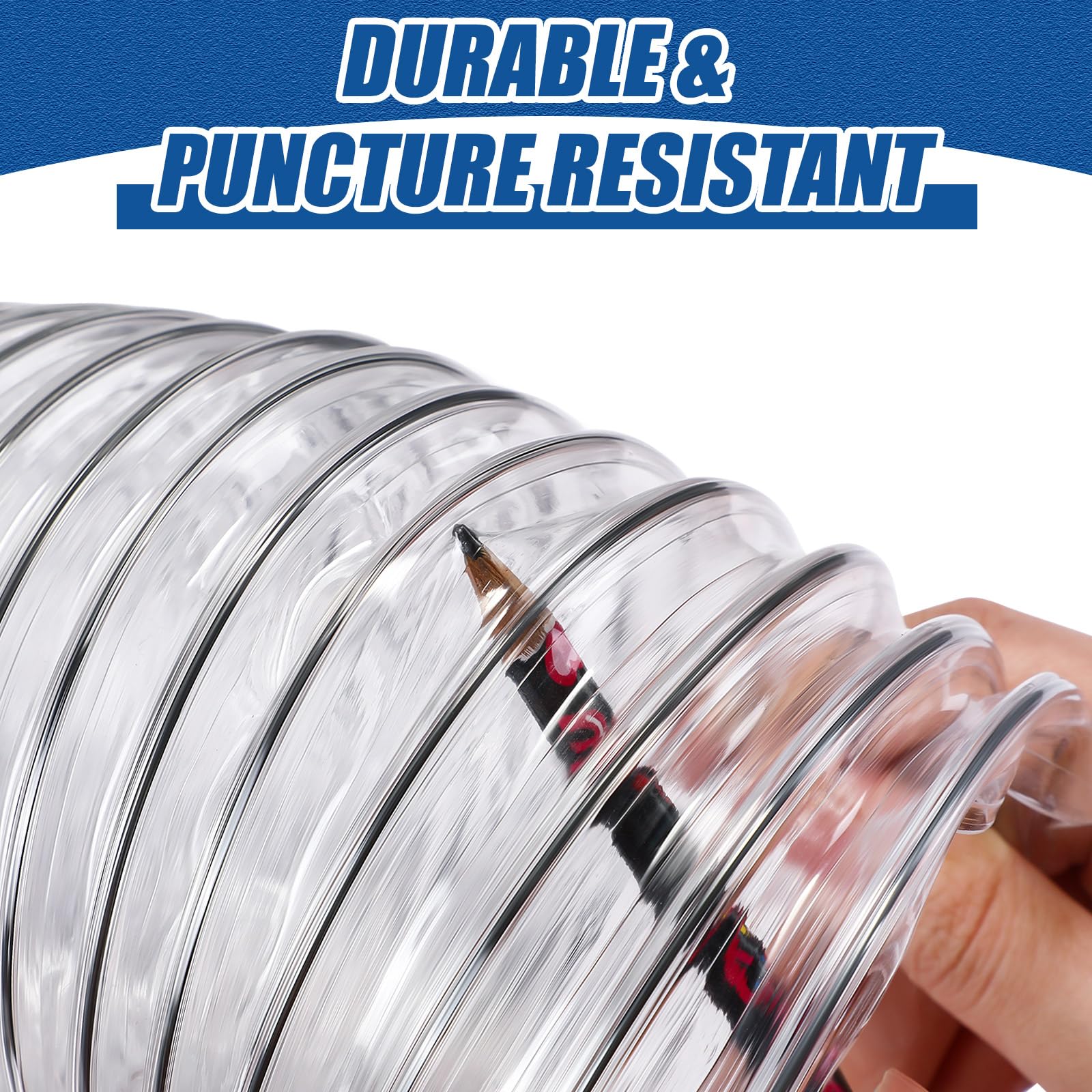 Therwen heavy-duty PVC debris hose resists punctures and harsh workshop use.