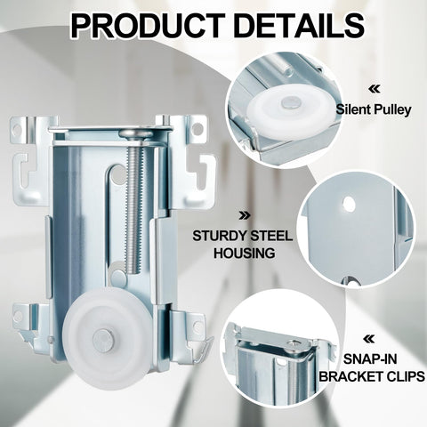 Plastic wheels offer quiet, friction-free movement on track
