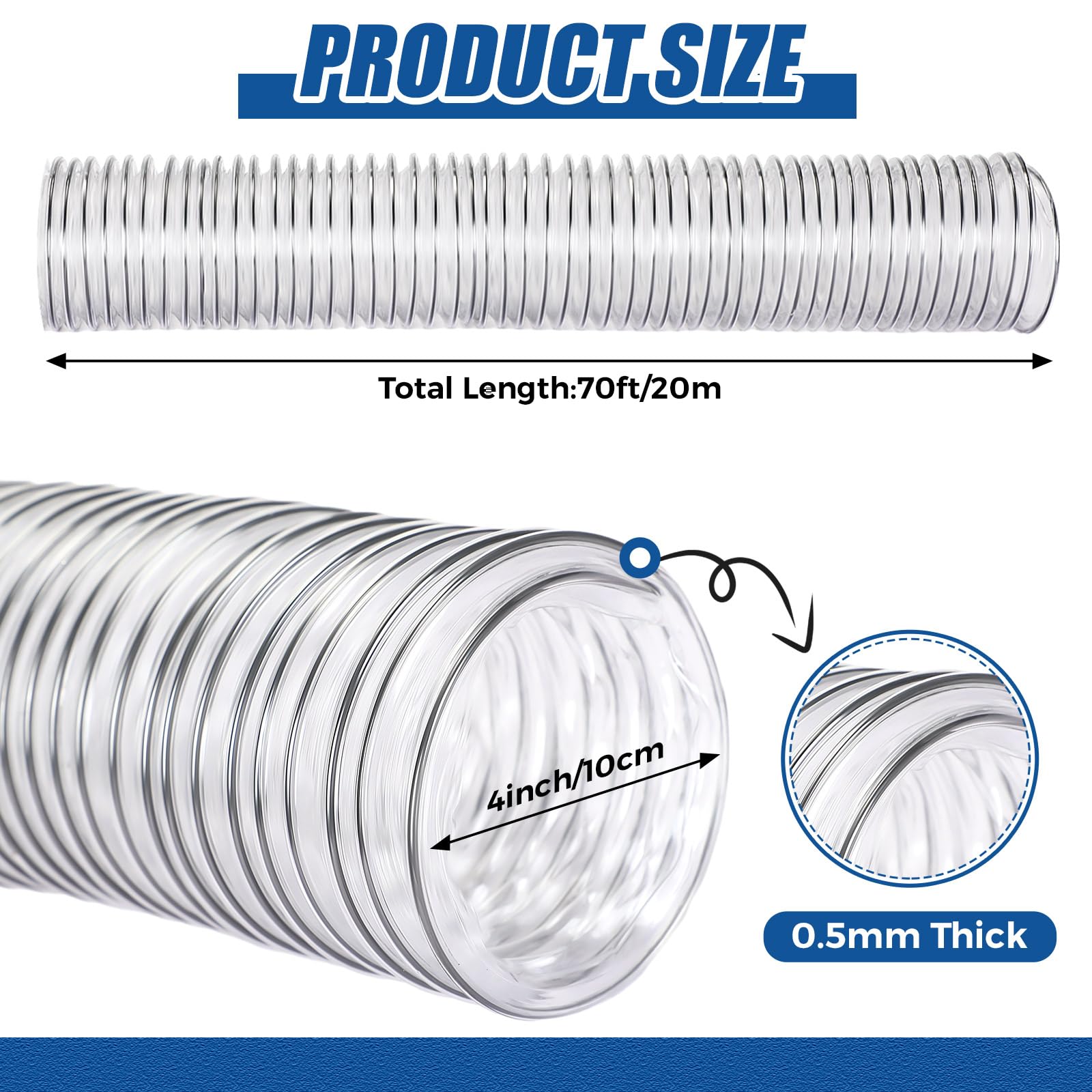 Therwen transparent design hose reveals internal flow for quick inspections.