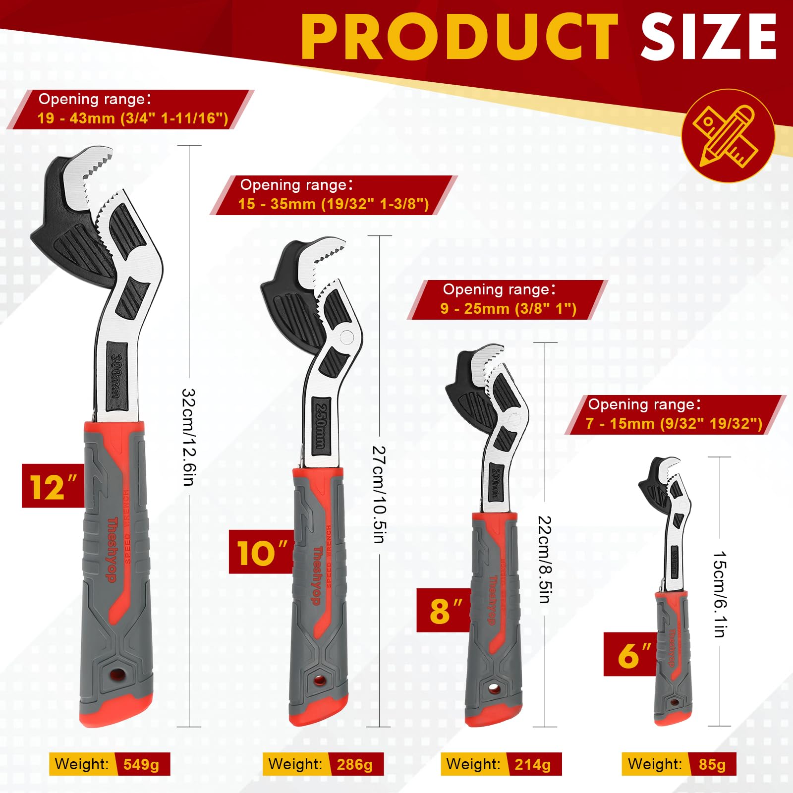 THEshyop 8-inch self-locking wrench with anti-slip jaws for steady tightening.