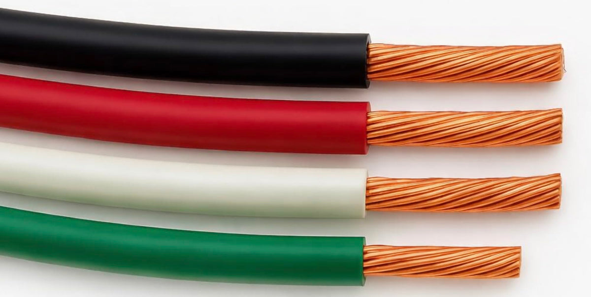 5 ft THHN wire set with black, red, white conductors for quick panel hookups.