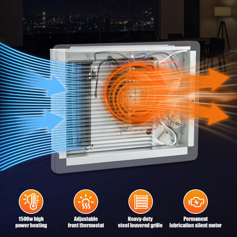 Thiadrs wall heater optimizes heat distribution for even room warmth.