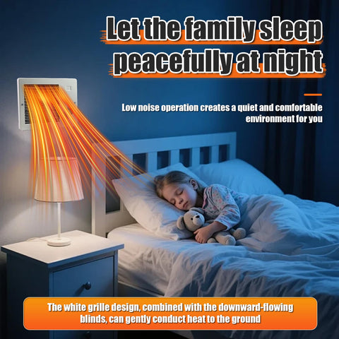 Thiadrs wall heater white grille blends with decor while distributing heat.