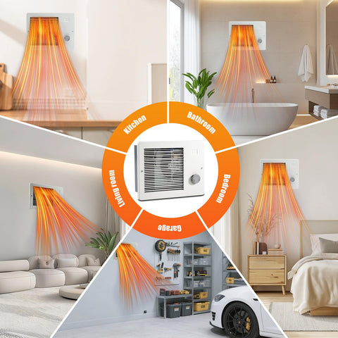 Thiadrs wall heater supports 120V/240V for versatile wiring options.