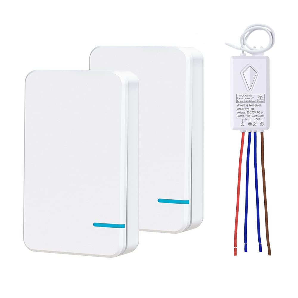 Thinkbee 3 Way Wireless Switch kit — front view with two switches and receiver for easy control