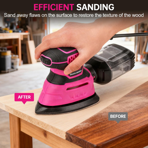 THINKLEARN Pink sander with soft grip reduces fatigue.