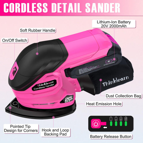 ThinkLearn dust bag attaches securely to the sander to reduce mess during sanding.