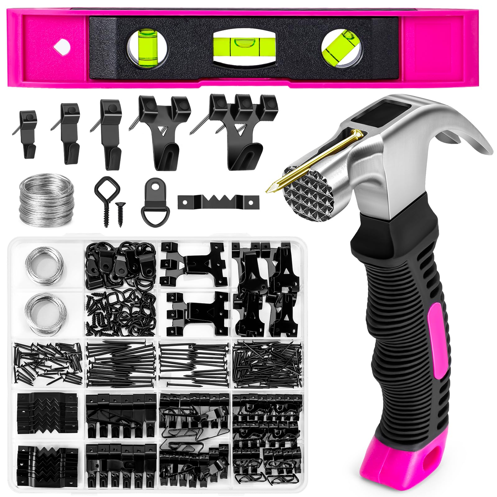 ThinkLearn Picture Hanging Kit contents for versatile wall display and easy organization.