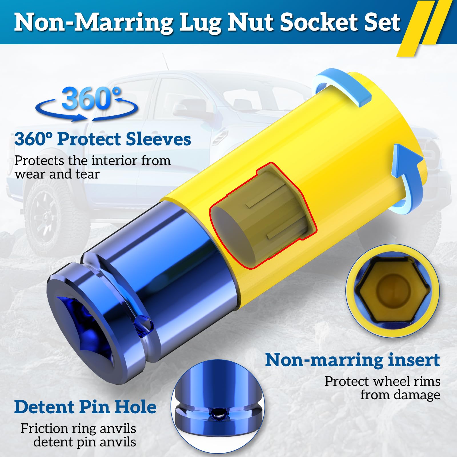 Thinkpro deep-well six-point lug socket reaches recessed nuts without slipping.