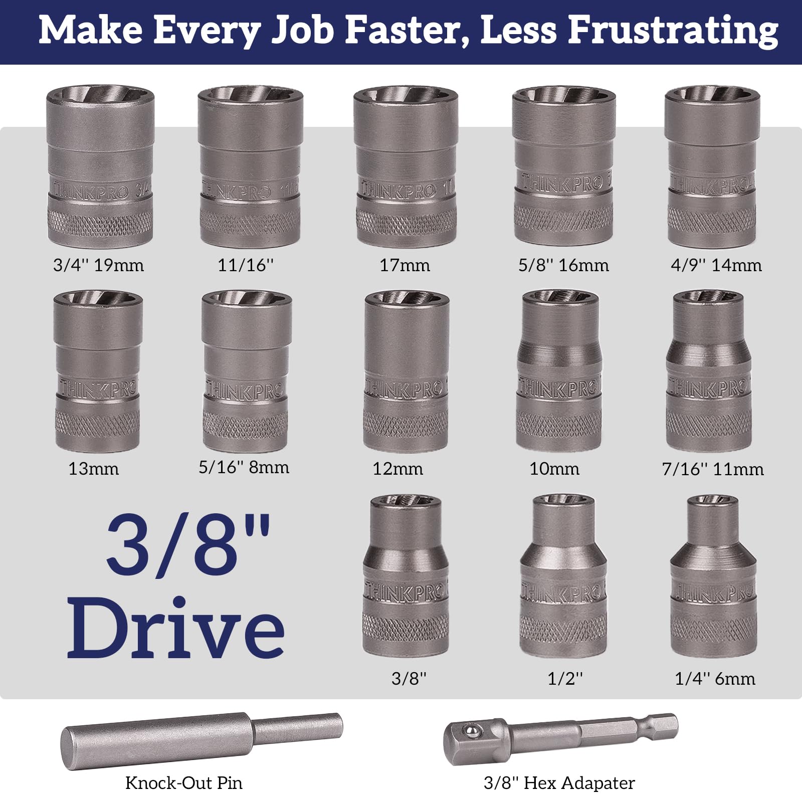 ThinkPro 15-piece SAE and Metric sizes suitable for most vehicles