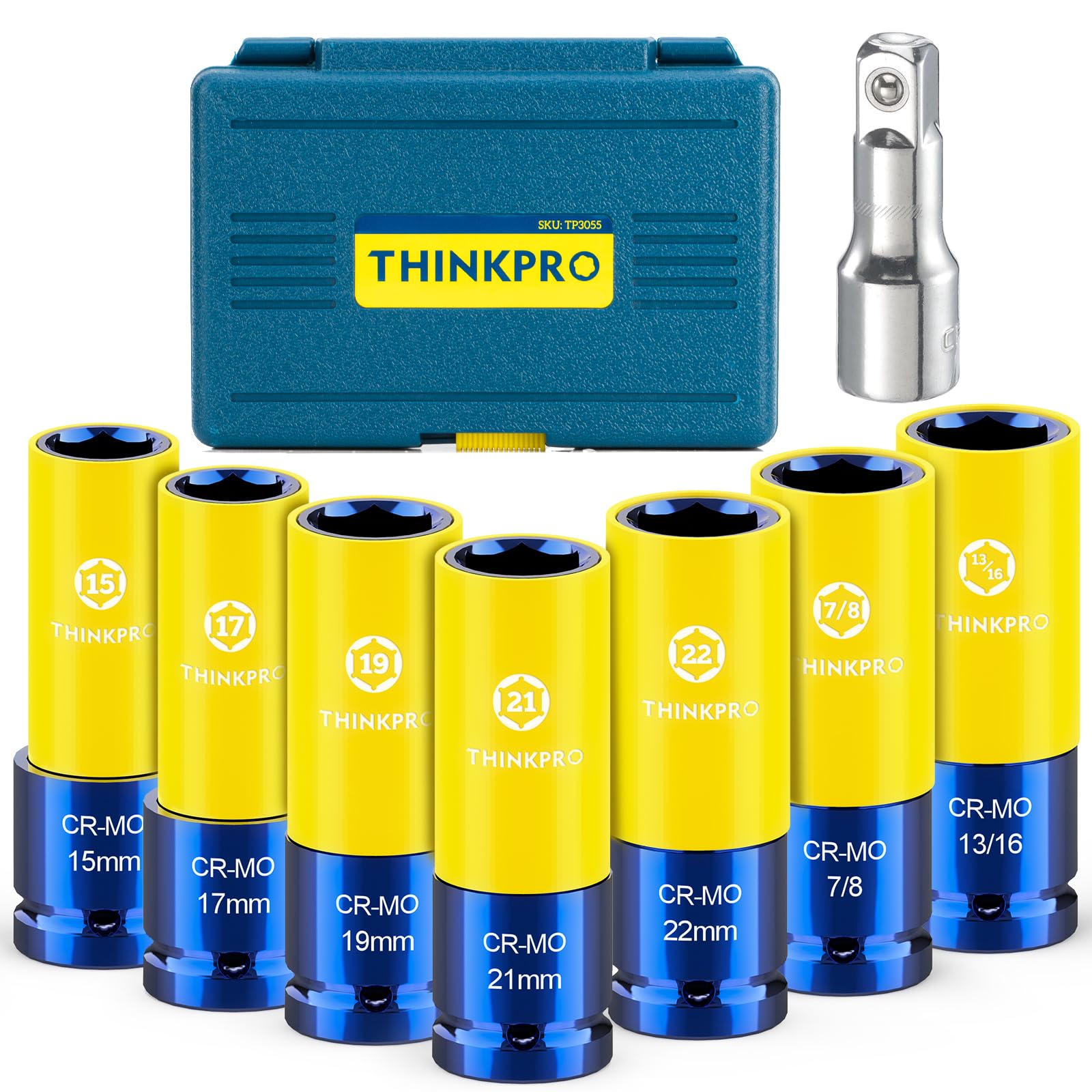Thinkpro impact lug nut socket set with eight pieces and thin-wall design for deep access.