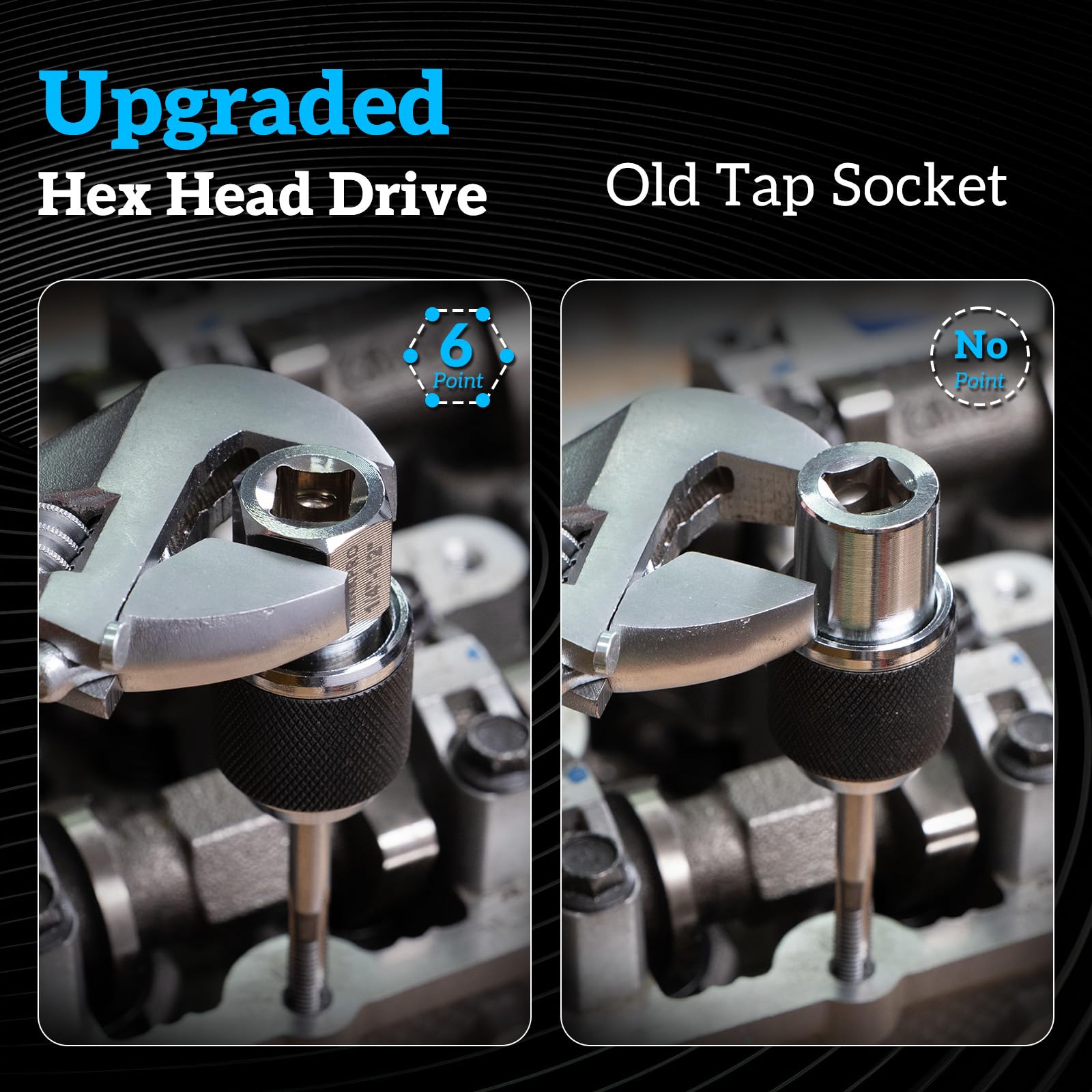 Thinkpro three-eighths drive and hex drive enable direct attachment to common ratchets.