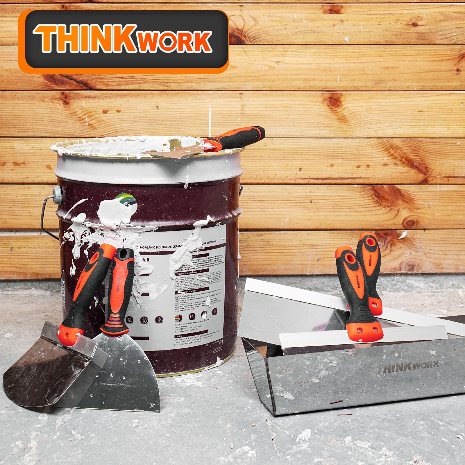 ThinkWork 14-inch taping knife and mud pan for seamless application