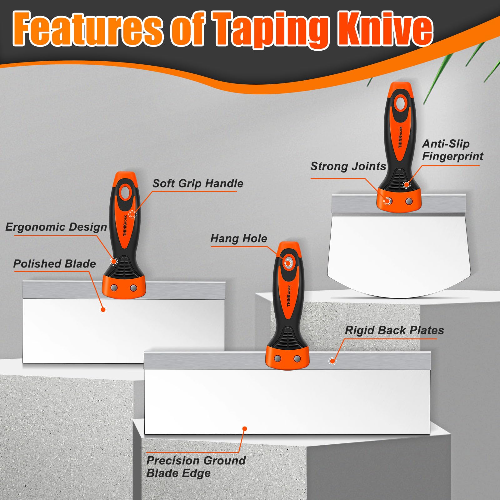 ThinkWork 2-inch putty knife ideal for tight patches