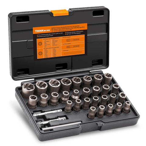 THINKWORK Bolt Extractor Kit in use removes a damaged bolt with a strong grip