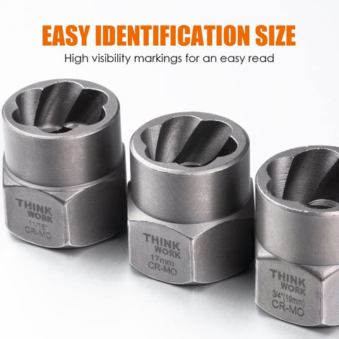 THINKWORK Bolt Extractor Kit supports lug nut removal for stranded fasteners