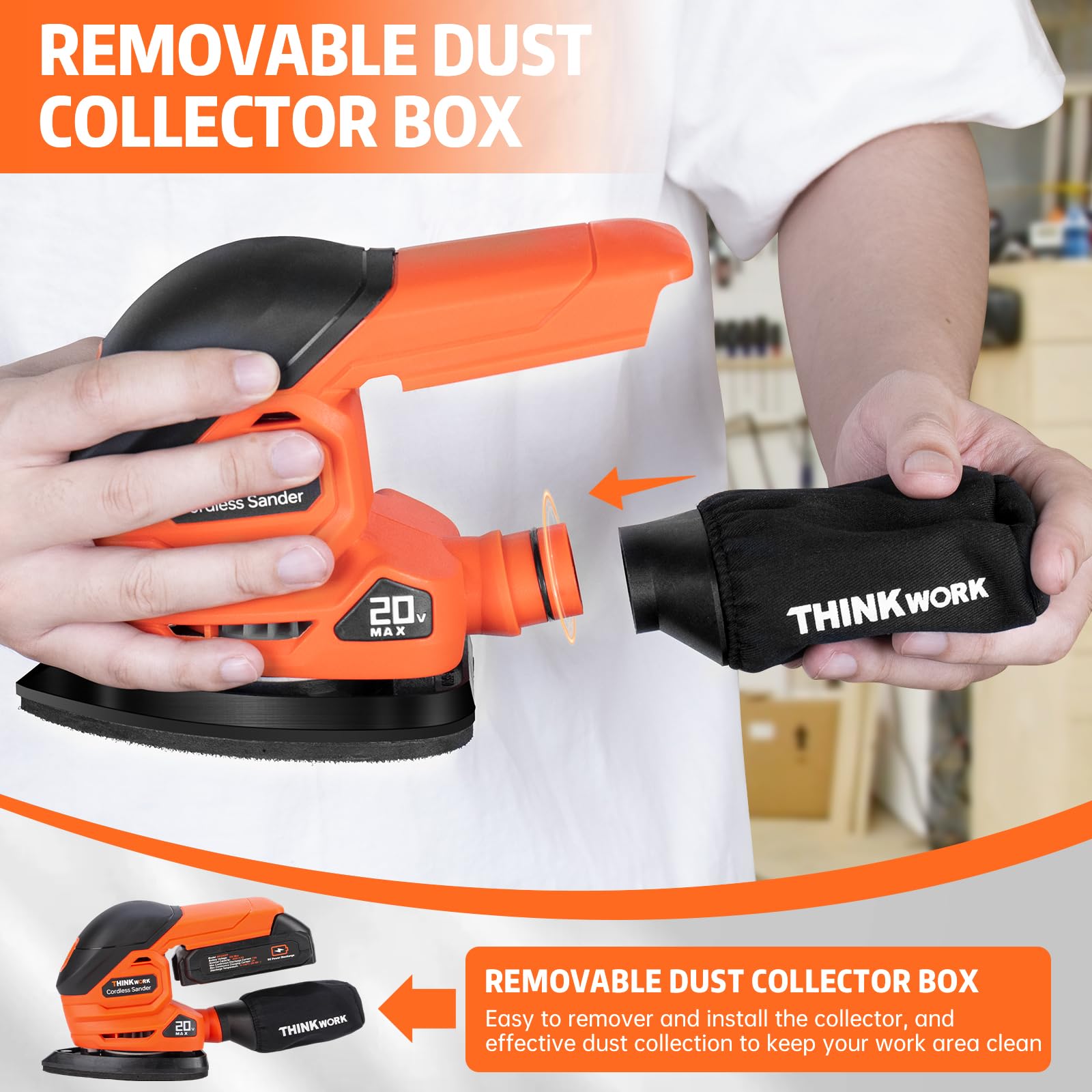 Thinkwork sander with 12,000 rpm motor for fast polishing.